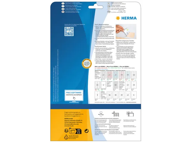 HERMA 4514 Naambadge textieletiketten A4 80x50mm Wit 200 stuks