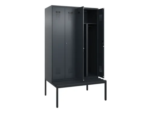 PBM-locker met bank,HxBxD 2120x1200x815mm,4vak,vak B 300mm