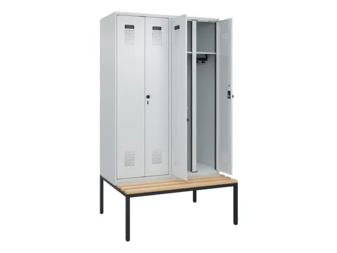 locker met bank,voor scheiding van kleding,HxBxD 2120x1200x815mm,4vak