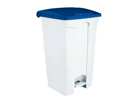 Contitop,afvalbak met pedaal 90L wit/blauw