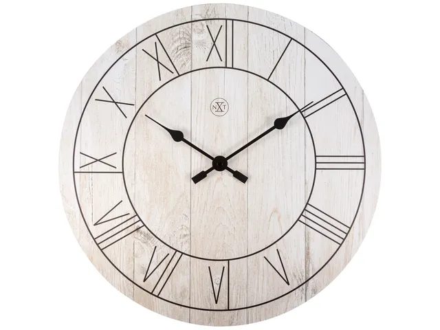 Wandklok nXt Paul dia 40cm hout wit Romeinse cijfers