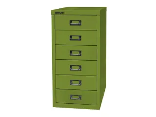 kantoor-ladekast HxBxD 590x279x380mm 6 laden romp + front groen staal - 1