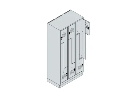 Z-garderobekast,HxBxD 1950x900x500mm,vak B 150/300mm,draaigrendel