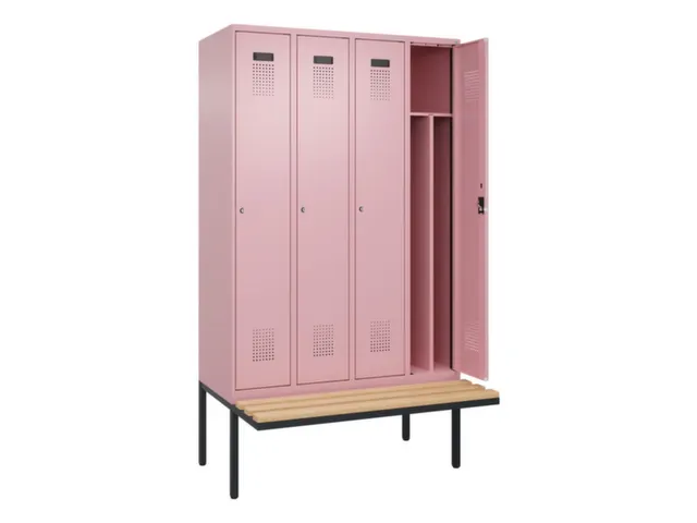 locker met bank,voor scheiding van kleding,HxBxD 2120x1200x815mm,4vak