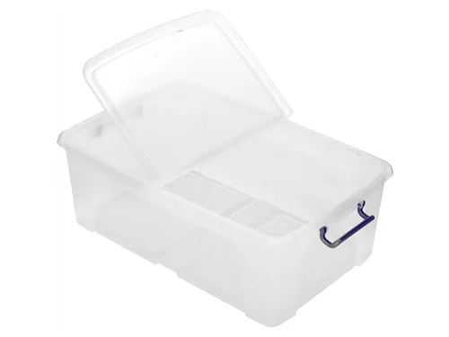 Opbergbox Plastic Transparant 50 Liter met Gedeelde Deksel