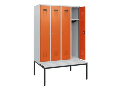 locker met bank,HxBxD 1950x1200x815mm,4vak,vak B 300mm,cilinderslot