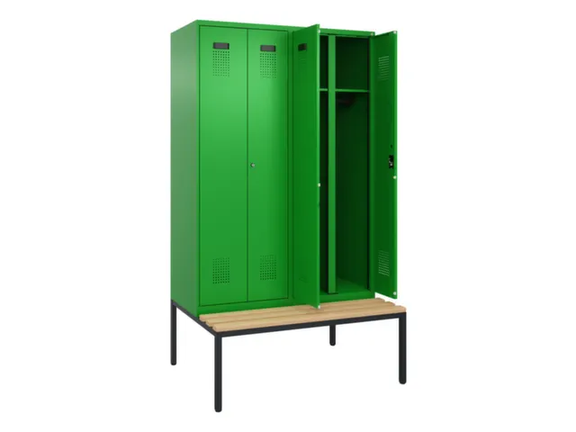 locker met bank,voor scheiding van kleding,HxBxD 2120x1200x815mm,4vak