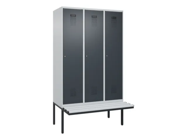 locker met bank,voor scheiding van kleding,HxBxD 2120x1200x815mm,3vak