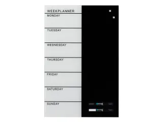 Glasmagneetbord Naga 40x60cm weekplanner GB zwart/wit - 1