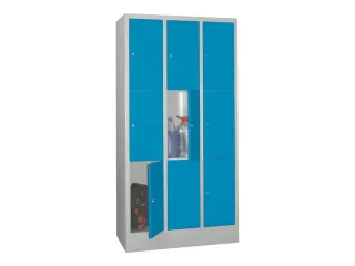 lockerkast,HxBxD 1850x900x500mm,3x3vakken,RAL7035,front RAL5012 - 2
