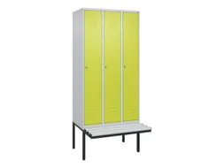 locker met bank,HxBxD 2120x900x815mm,3vak,vak B 300mm,cil.-slot