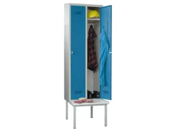 locker met bank,HxBxD 2150x800x500mm,2vak,RAL7035,front RAL5012