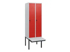 locker met bank,HxBxD 1950x600x815mm,2vak,vak B 300mm,draaigrendel
