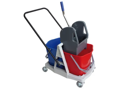 dweilwagen,emmer 2x17l ROOD/BLAUW,mopwringer,frame kunststof