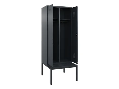 locker met bank,voor scheiding van kleding,HxBxD 2120x800x815mm,2vak