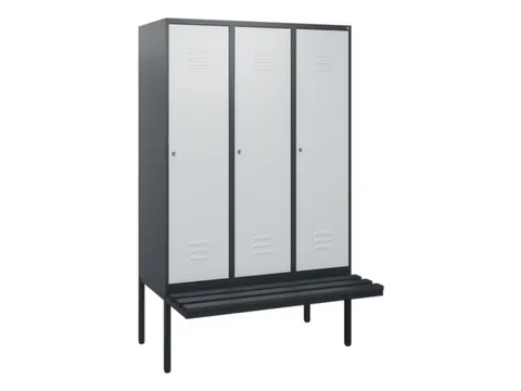 locker met bank,HxBxD 1950x1200x815mm,3vak,vak B 400mm,cil.-slot