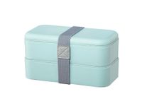 Bentobox, 2 stapelbare lunchboxen, 500 ml per vak, pastelblauw