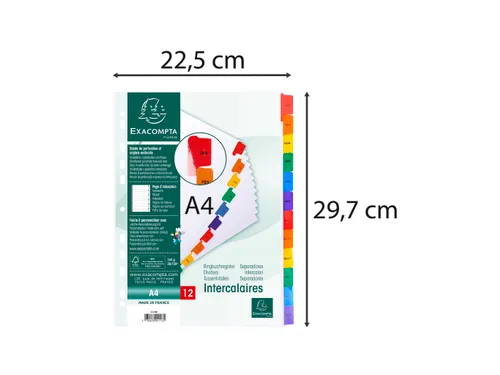 Tabbladen Karton 160 Gram A4 index jan/dec wit