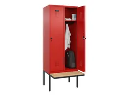locker met bank,HxBxD 2120x800x815mm,2vak,vak B 400mm,draaigrendel