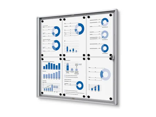 Vitrinebord Quantore voor binnen 6x A4 zilver