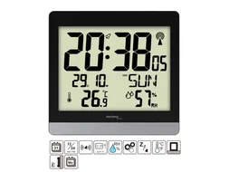 Digitale wandklok Technoline WS 8014 200x189x29mm zwart/zilver
