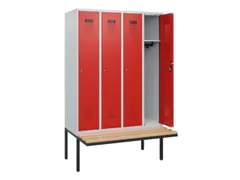 locker met bank,HxBxD 1950x1200x815mm,4vak,vak B 300mm,cilinderslot