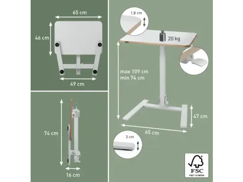 Zit-Sta bureau Leitz ergo compact inklapbaar 460x740x650mm wit
