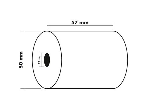 Rekenmachine Papierrol 57x50x12x20 1 laag offset extra wit 60g/m2 Wit