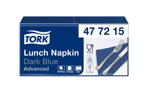 Servetten Tork 477215 2-laags 33x33cm blauw 1/4 vouw 200st.