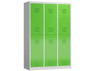 Dubbeldekse garderobekast 1800x1185x500mm 3x2vak 400mm RAL7035 RAL6018 - 1