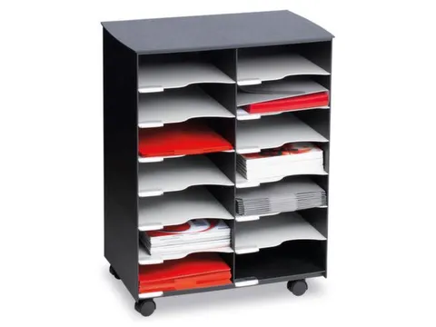 transportwagen,HxBxD 699x545x335mm,14vakken,romp grijs/zwart