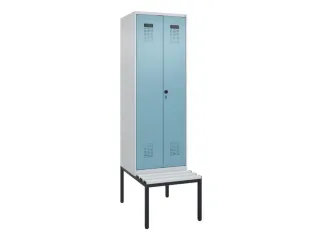 PBM-locker met bank,HxBxD 2120x600x815mm,2vak,vak B 300mm,draaigrendel - 2