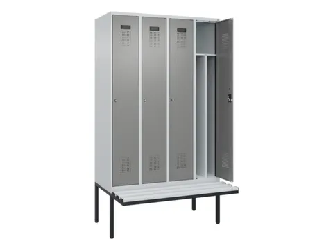 locker met bank,voor scheiding van kleding,HxBxD 2120x1200x815mm,4vak