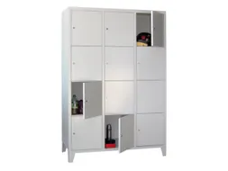 lockerkast,HxBxD 1850x1200x500mm,3x4vakken,RAL7035,front RAL6011