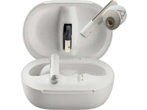 Voyager Free 60+ UC M White Sand Earbuds + BT700 USB-A-adapter + oplaa