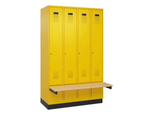 locker met bank,HxBxD 1950x1200x815mm,4vak,vak B 300mm,cilinderslot