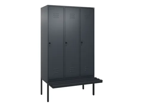 locker met bank,HxBxD 2120x1200x815mm,3vak,vak B 400mm,draaigrendel