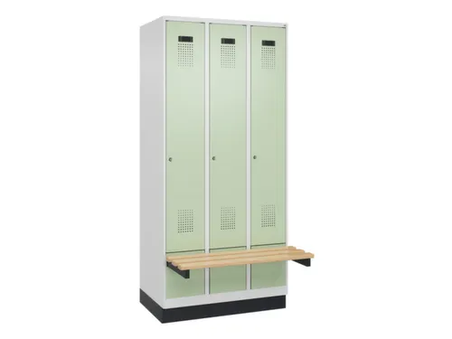 locker met bank,HxBxD 1950x900x815mm,3vak,vak B 300mm,cilinderslot