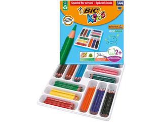 Kleurpotloden BicKids Evolution ecolutions ass schoolbox à 144 stuks - 1