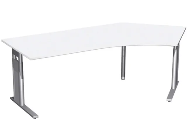 In hoogte verstelbaar hoekbureau,HxBxD 680-820x2166x1130mm,blad wit