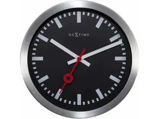 Wandklok NeXtime 'Station' Ø19cm, geborsteld aluminium zwart streep - 2
