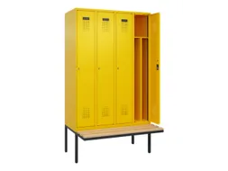 locker met bank,voor scheiding van kleding,HxBxD 2120x1200x815mm,4vak