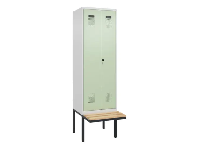 locker met bank,voor scheiding van kleding,HxBxD 2120x600x815mm,2vak