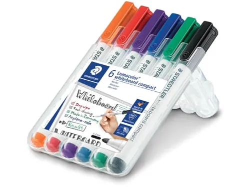 Etui 6 stuks Whiteboardmarker 1-2mm rond Assorti Compact