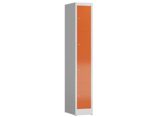 Lockerkast 1800x310x500mm 1x4 vakken cilinderslot, sokkel, RAL3000