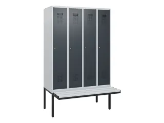 locker met bank,HxBxD 1950x1200x815mm,4vak,vak B 300mm,cilinderslot - 2