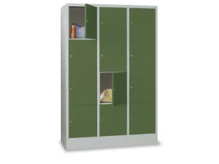 lockerkast,HxBxD 1850x1200x500mm,3x4vakken,RAL7035,front RAL6011 - 2