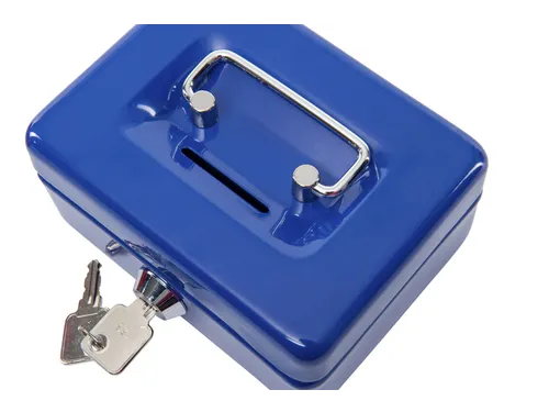Geldkist MAUL met muntgleuf en slot 125x95x60mm blauw