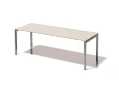 bureau HxBxD 740x2200x800mm blad grijswit 4-voeten zilverkleurig