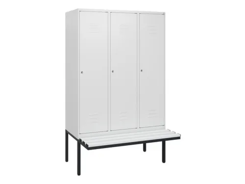 locker met bank,HxBxD 1950x1200x815mm,3vak,vak B 400mm,cil.-slot